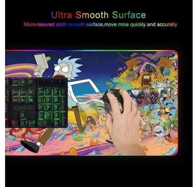 Alt view image 2 of 6 - Large RGB Gaming Mouse Pad 80x30cm, Extended Soft LED Glowing Mouse Mat, USB Powered Light Up Keyboard Pad, Waterproof Surface with Non-Slip Rubber Base for PC Gaming