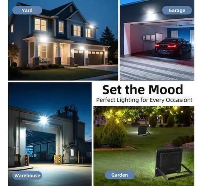 Alt view image 6 of 7 - 2 Pack 50W LED Outdoor Flood Lights, 7000LM Super Bright Work Lights, IP66 Waterproof, 6500K Daylight White, with On/Off Switch & 6.5FT Plug, for Yard, Garage, Garden, Stadium