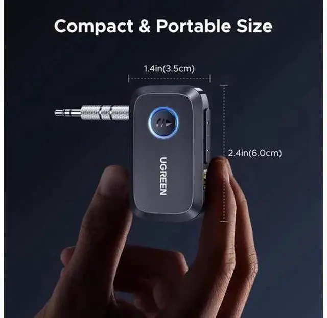 Alt view image 5 of 7 - Bluetooth 6.0 Car Audio Receiver with LDAC & AI Noise Cancelling, 3.5mm AUX Bluetooth Adapter, Hi-Res Wireless Audio, Hands-Free Calling, 15H Playtime for Car Stereo, Home Stereo & Wired Speakers