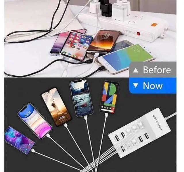 Alt view image 4 of 7 - 10-Port USB Charging Station, Multi Port USB Wall Charger with Auto Detect Rapid Charging Technology, Safe USB Charger Hub for Smartphones, Tablets, Laptops & Multiple Electronic Devices
