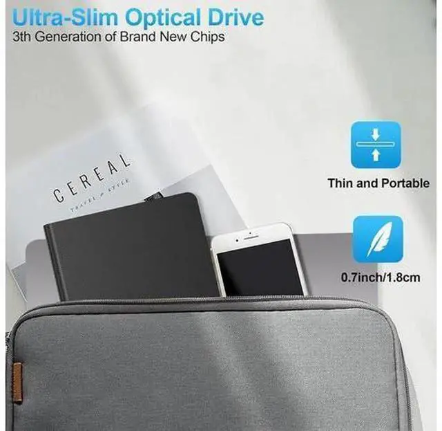 Alt view image 7 of 7 - 7 in 1 External CD DVD Drive, USB 3.0 & Type-C Portable CD DVD Burner with 4 USB Ports, TF & SD Card Slots, Slim External DVD Drive Compatible with Windows, Linux and MacOS Laptops