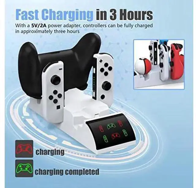 Alt view image 5 of 5 - Games Organizer Storage Rack & Charging Dock, Compatible with Nintendo Switch & Switch OLED, Charger Stand for Joy-Cons & Original Switch Pro Controller, All-in-One Switch Accessories Ki