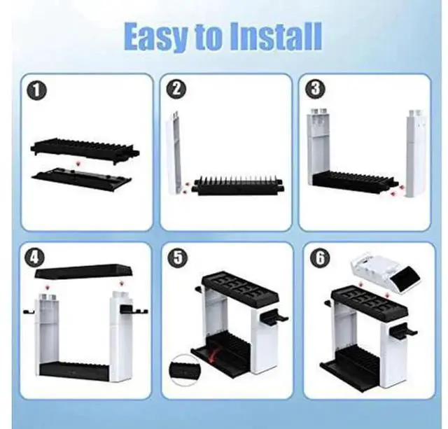 Alt view image 2 of 5 - Games Organizer Storage Rack & Charging Dock, Compatible with Nintendo Switch & Switch OLED, Charger Stand for Joy-Cons & Original Switch Pro Controller, All-in-One Switch Accessories Ki