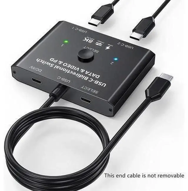 Alt view image 5 of 7 - 2 in 1 Out / 1 in 2 Out USB-C Bi-directional Switch, Type-C Switcher Box for 2 USB-C Computers, Supports 8K@60Hz, 4K@120Hz Video & 10Gbps Data Transfer, Not a Splitter