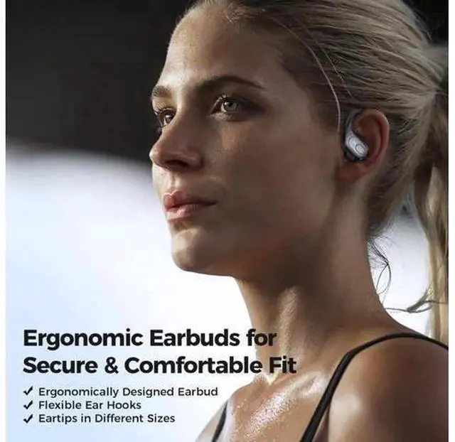 Alt view image 6 of 7 - True Wireless Bluetooth Sports Earbuds, BT5.3 Over Ear Earhooks Headphones, 75H Total Playtime, IPX7 Waterproof, LED Power Display, Built-in Mic & Deep Bass for Workout Sports
