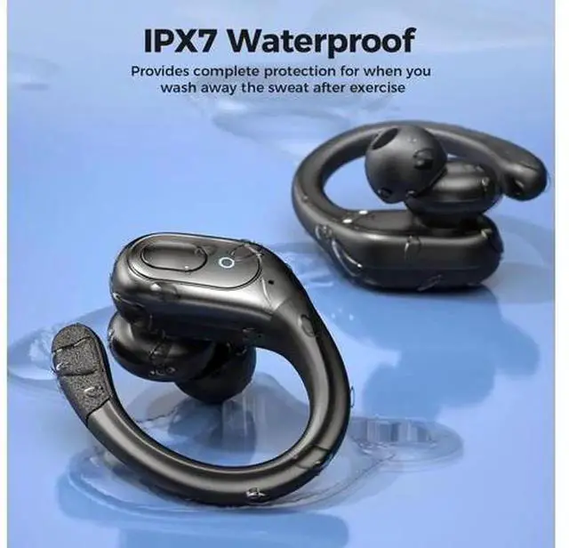 Alt view image 7 of 7 - True Wireless Bluetooth Sports Earbuds, BT5.3 Over Ear Earhooks Headphones, 75H Total Playtime, IPX7 Waterproof, LED Power Display, Built-in Mic & Deep Bass for Workout Sports