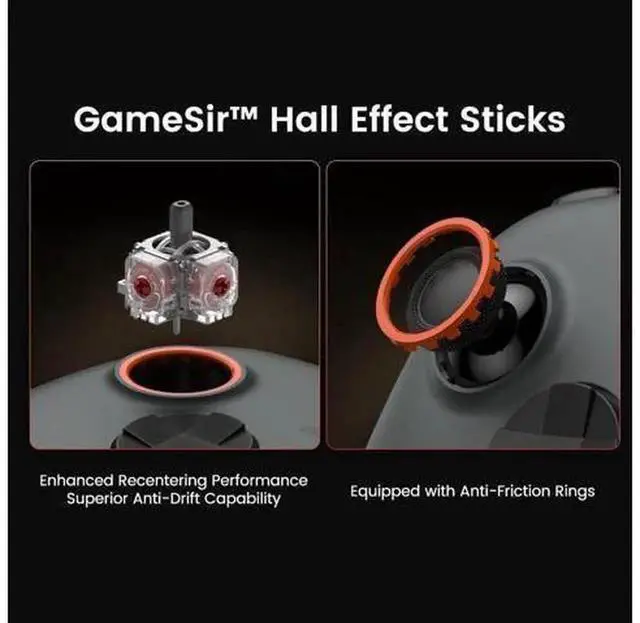 Alt view image 7 of 7 - GameSir Nova Lite 2 Wireless Game Controller, Hall Effect Joysticks & Triggers, 2.4G Wireless & Wired with 1000Hz Polling Rate, Remappable Buttons, Compatible with PC, Switch, Steam & Android, Grey