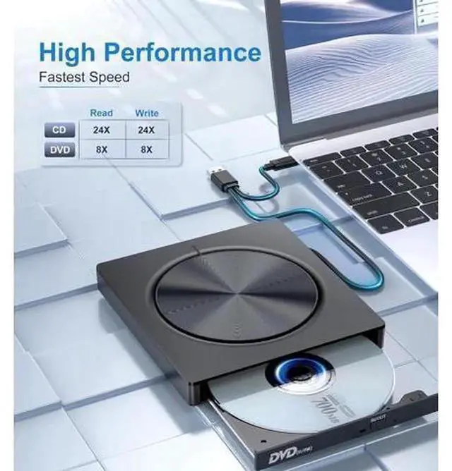 Alt view image 6 of 7 - 7-in-1 External CD DVD Drive, USB 3.0 Portable DVD Reader Writer Burner, Multifunctional External Optical Disk Drive Compatible with Laptops, Desktops, Windows 11/10/8/7, Linux and MacOS