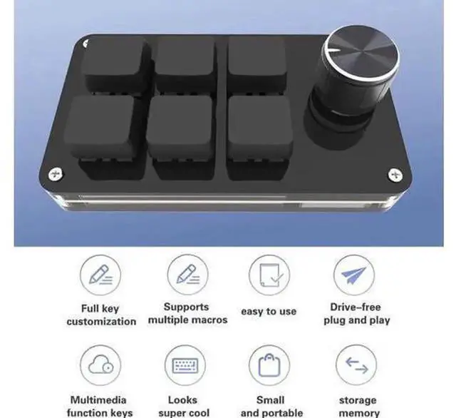 Alt view image 6 of 7 - Programmable Macro Keypad, 6 Keys Mechanical Gaming Macro Keyboard with Custom Knob, Hot Swappable Switches, Wired Custom Keypad for Drawing, Programming & Video Editing, White