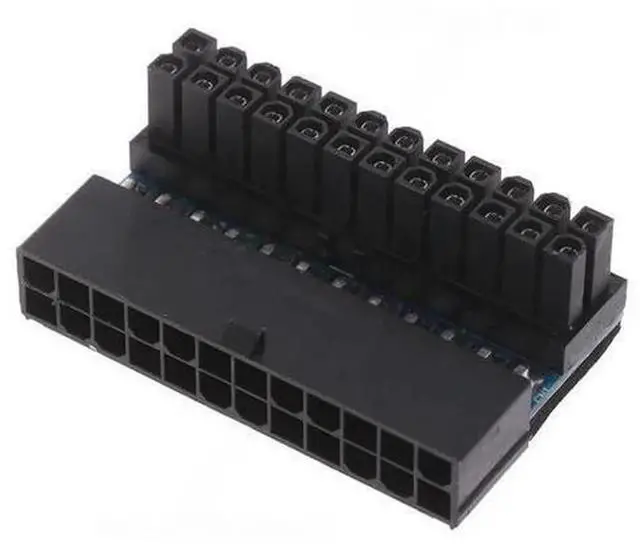 Main image of 2 Pack ATX 24 Pin 90 Degree Power Adapter Connector, 24Pin to 24Pin Angled Motherboard Power Plug for Modular PSU Cables