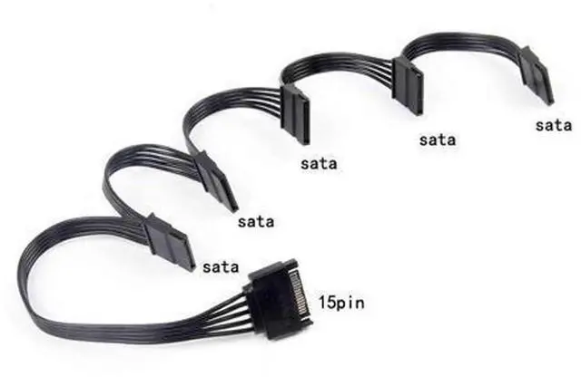 Main image of 4 Pin Male IDE Molex to 5 Port SATA 15Pin Female Power Cable, 1-to-5 Hard Drive Power Splitter Cord, 30 Inch Length