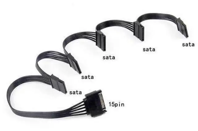 Alt view image 4 of 6 - 4 Pin Male IDE Molex to 5 Port SATA 15Pin Female Power Cable, 1-to-5 Hard Drive Power Splitter Cord, 30 Inch Length