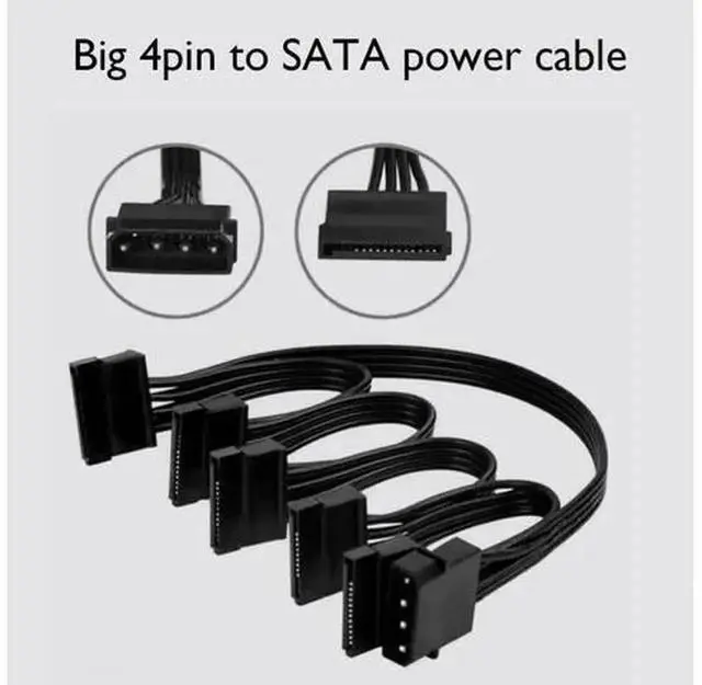 Alt view image 2 of 6 - 4 Pin Male IDE Molex to 5 Port SATA 15Pin Female Power Cable, 1-to-5 Hard Drive Power Splitter Cord, 30 Inch Length