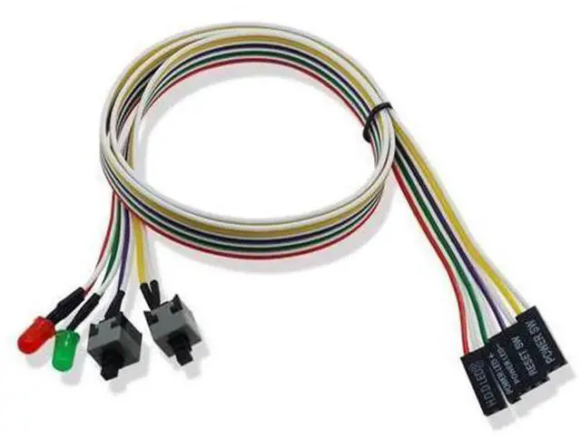 Main image of PC Power Switch Cable with LED Light, Desktop Chassis Power & Reset HDD Switch Lead, Computer Case Start Restart Button Wire (Single Switch)