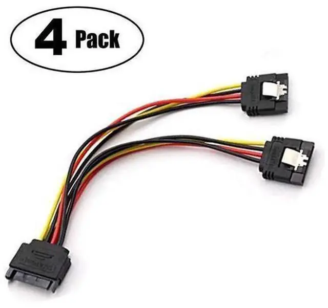 Main image of SATA 15 Pin Male to 2 x SATA 15 Pin Female Power Y-Splitter Cable, HDD SSD Hard Drive Power Extension Splitter Cable, 4 Pack