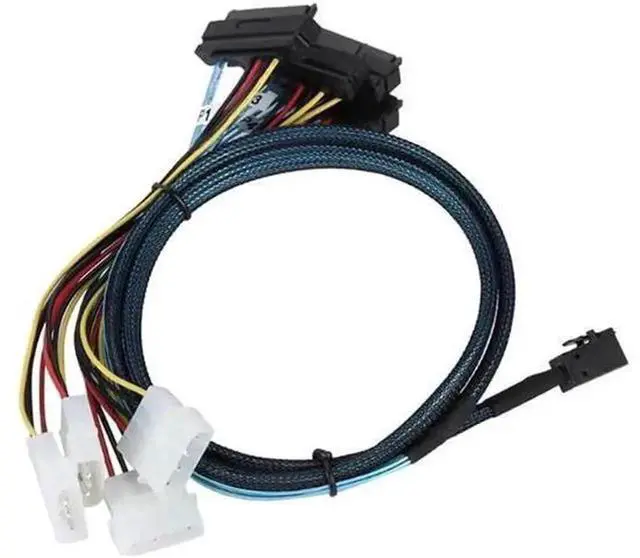 Alt view image 4 of 5 - Mini SAS HD SFF-8643 to 4X SAS SFF-8482 Internal Server Cable, 12Gbps High Speed Storage Transmission, 30AWG Wire with Power Cable, 39.37 Inches for RAID Controller SAS Hard Drive
