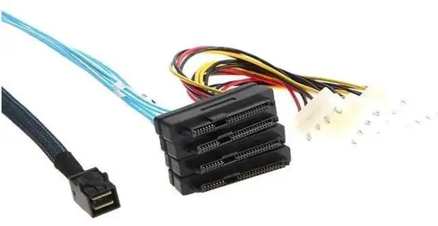 Alt view image 5 of 5 - Mini SAS HD SFF-8643 to 4X SAS SFF-8482 Internal Server Cable, 12Gbps High Speed Storage Transmission, 30AWG Wire with Power Cable, 39.37 Inches for RAID Controller SAS Hard Drive