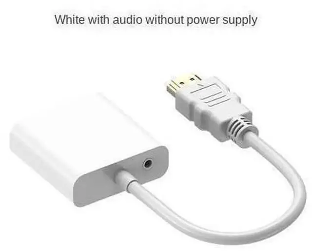 Main image of HDMI Compatible to VGA Converter Adapter with Audio & External Power Port, Full HD 1080P Signal Conversion for Laptop PC Monitor TV Projector, White with Audio Output