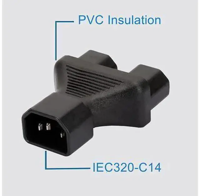 Alt view image 3 of 4 - IEC320 Power Converter Adaptor, IEC C14 to Dual C13 Splitter Adapter, Universal IEC Socket Power Connector for Computer, TV, PDU, UPS Power Cord Connection
