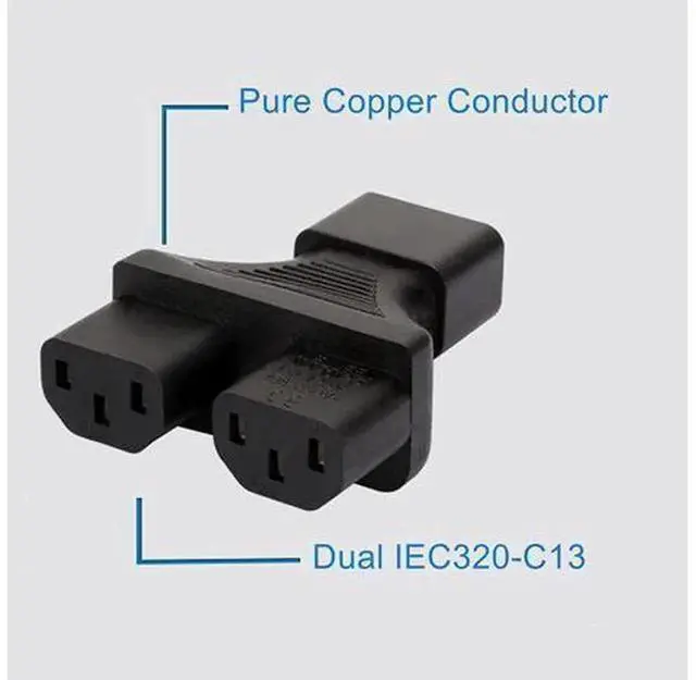 Alt view image 2 of 4 - IEC320 Power Converter Adaptor, IEC C14 to Dual C13 Splitter Adapter, Universal IEC Socket Power Connector for Computer, TV, PDU, UPS Power Cord Connection