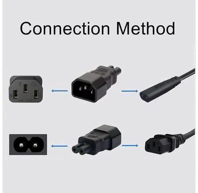 Alt view image 2 of 4 - IEC320 Power Converter Adaptor, C14 Male to C7 Female Power Adapter, Universal IEC Socket Connector for Computer, TV, PDU, UPS Power Cord Connection