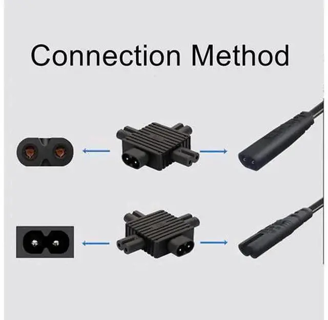 Alt view image 3 of 4 - IEC320 Power Converter Adaptor, C8 Male to 3 x C7 Female Power Splitter Adapter, Universal IEC Socket Connector for Computer, TV, PDU, UPS Power Cord Connection