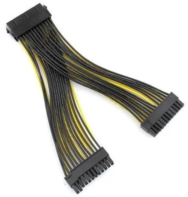 Main image of 24P 20+4 Pin Dual PSU Power Supply Cable, 18AWG 20cm ATX Motherboard Mainboard Adapter Connector, Mining Rig Extension Jumper Cable