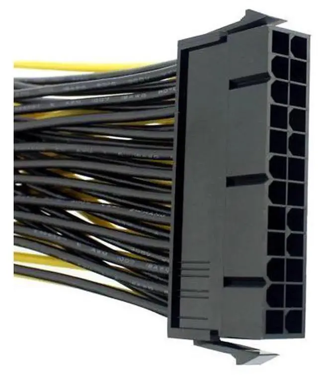 Alt view image 2 of 6 - 24P 20+4 Pin Dual PSU Power Supply Cable, 18AWG 20cm ATX Motherboard Mainboard Adapter Connector, Mining Rig Extension Jumper Cable