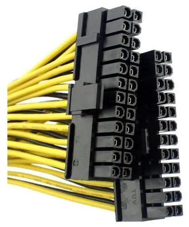 Alt view image 6 of 6 - 24P 20+4 Pin Dual PSU Power Supply Cable, 18AWG 20cm ATX Motherboard Mainboard Adapter Connector, Mining Rig Extension Jumper Cable