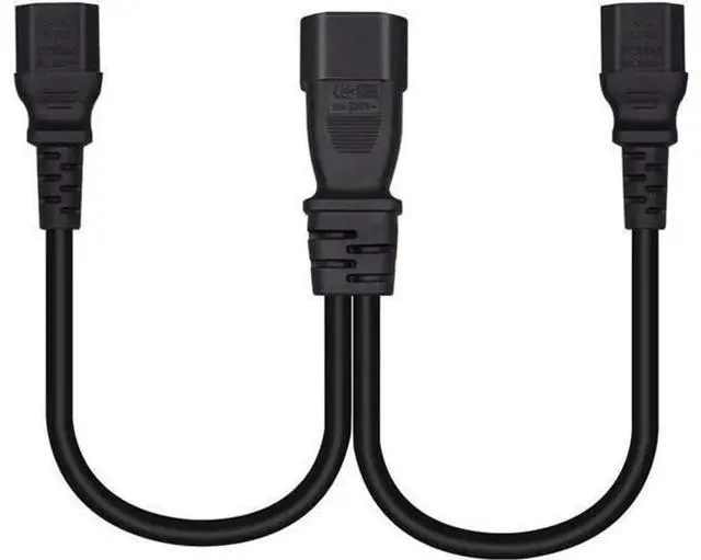 Alt view image 4 of 5 - 1FT C14 Male to Dual C15 Y Splitter Power Cord, PDU Style Computer Power Extension Cable, C14 Plug to 2 x C15 Female Outlet for Servers, PC, Network Switches, Rack Power Supply Equipment