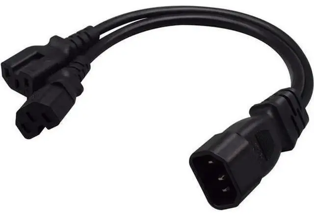 Alt view image 3 of 5 - 1FT C14 Male to Dual C15 Y Splitter Power Cord, PDU Style Computer Power Extension Cable, C14 Plug to 2 x C15 Female Outlet for Servers, PC, Network Switches, Rack Power Supply Equipment