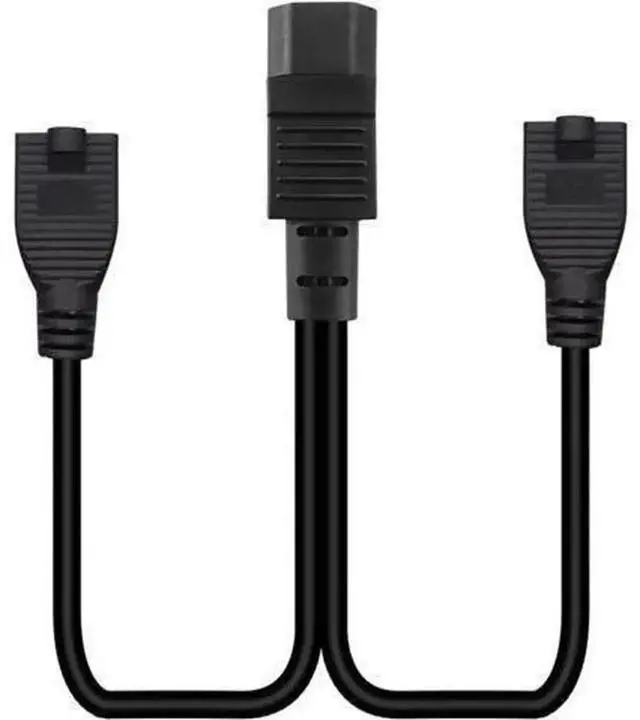 Alt view image 2 of 5 - 1FT C14 Male to Dual NEMA 5-15R Y Splitter Power Cord, PDU Style Computer Power Extension Cable, C14 Plug to 2 x 5-15R Outlet for Servers, PC, Network Switches, Rack Power Supply Equipment