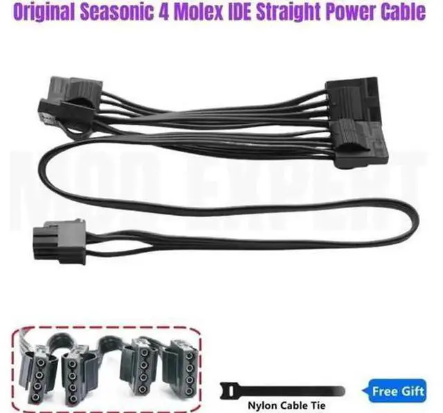 Main image of 6Pin to 4 Molex IDE 4Pin Female Peripheral Modular Power Cable, Compatible for Seasonic Snow Silent 750W 1050W 1250W Modular PSU, Internal PC Power Extension Cord for Drives & Accessories
