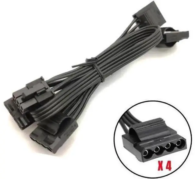 Alt view image 4 of 6 - 6Pin to 4 Molex IDE 4Pin Female Peripheral Modular Power Cable, Compatible for Seasonic Snow Silent 750W 1050W 1250W Modular PSU, Internal PC Power Extension Cord for Drives & Accessories