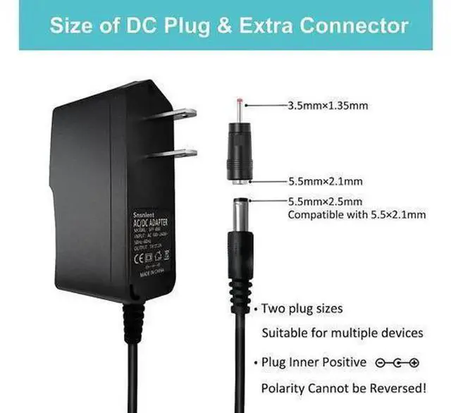 Alt view image 3 of 7 - 5V 2A AC DC Switching Power Adapter US Plug, 5V 2000mA Charger Compatible 5V 1A Equipment, DC Jack 5.5x2.5mm & 5.5x2.1mm Connector, Universal Power Supply Charger for LED Light, Camera, Electronic Gad