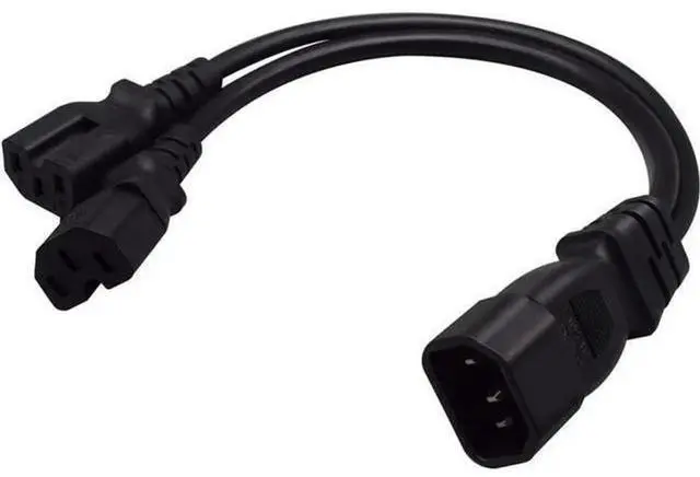 Alt view image 3 of 5 - 1FT C14 Male to Dual C15 Y Splitter Power Cord, PDU Style Computer Power Extension Cable, C14 Plug to 2 x C15 Female Outlet for Servers, Network Switches, Rack Server Power Supply Equipment