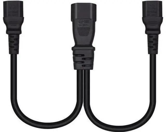 Alt view image 4 of 5 - 1FT C14 Male to Dual C15 Y Splitter Power Cord, PDU Style Computer Power Extension Cable, C14 Plug to 2 x C15 Female Outlet for Servers, Network Switches, Rack Server Power Supply Equipment