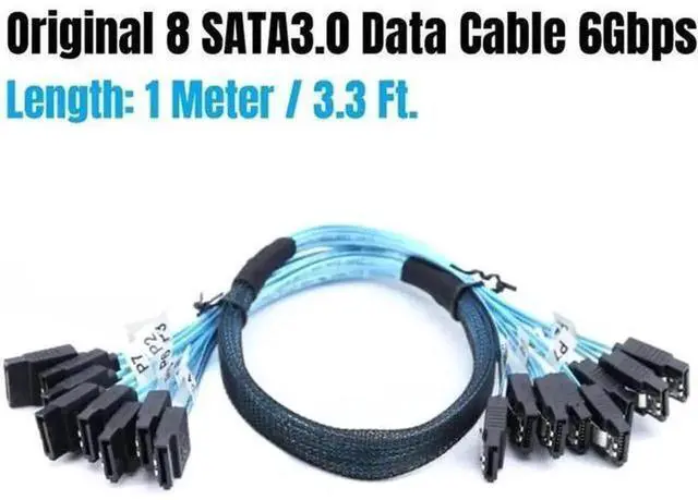 Alt view image 2 of 7 - 8PCS SATA 3.0 Cable 1M/3Ft, SAS 7Pin 6Gbps High Speed SATA Data Cord for NAS, Server, BTC Mining Rig, Workstation Motherboard, HDD SSD, Optical Drive, RAID Card Internal Storage Connection