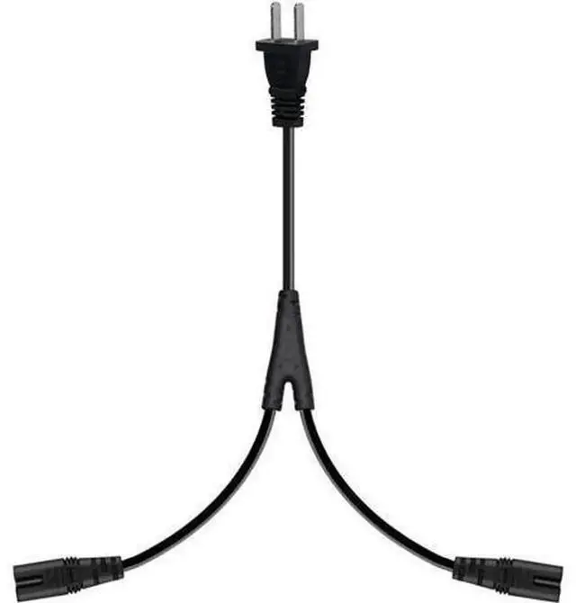 Alt view image 2 of 4 - 6FT Non-Polarized AC Power Cord, NEMA 1-15P to Dual C8 Figure 8 Power Cable, CCC Listed 180 Degree Straight Plug Universal Replacement AC Wall Cable for TVs, Monitors, Game Consoles & Small Electronic