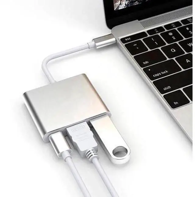 Alt view image 4 of 5 - USB C Hub Multiport Adapter, Type C Hub with 4K HDMI, USB 3.0 Ports & USB-C Power Delivery Port, Portable Docking Station for MacBook 12 inch, MacBook Pro, Dell XPS 13 Laptops