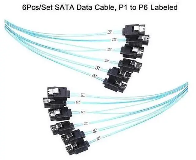Alt view image 6 of 6 - 6Pcs/Set 1M (3.3FT) SATA III 6Gbps Data Cables, High Speed SATA 3.0 Replacement Cables for Bitcoin Mining Rigs, Servers, HDD, SSD, RAID Cards, CD DVD Optical Drives