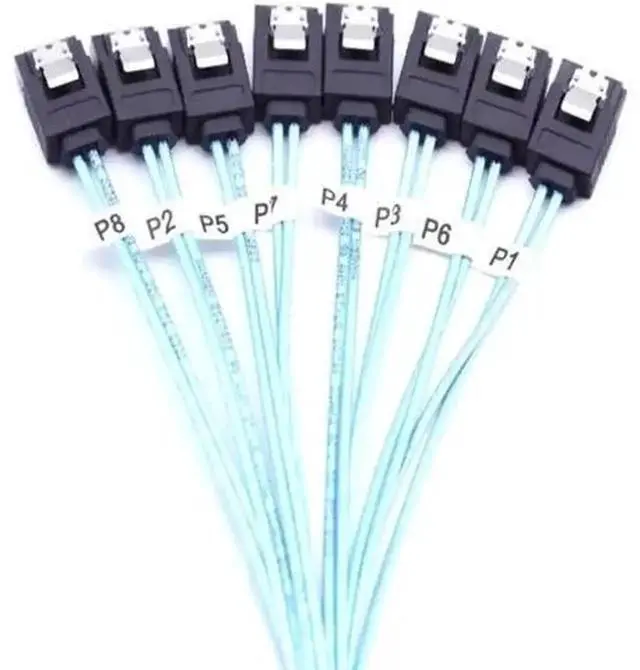 Alt view image 6 of 7 - 8 SATA3.0 0.7M SAS 7Pin 6Gbps Data Cable, SATA III Internal Cord for BTC Mining Rig, NAS, Workstation Motherboard, 2.5/3.5 HDD, SSD, Optical Drive, PC Server Host, Plug & Play
