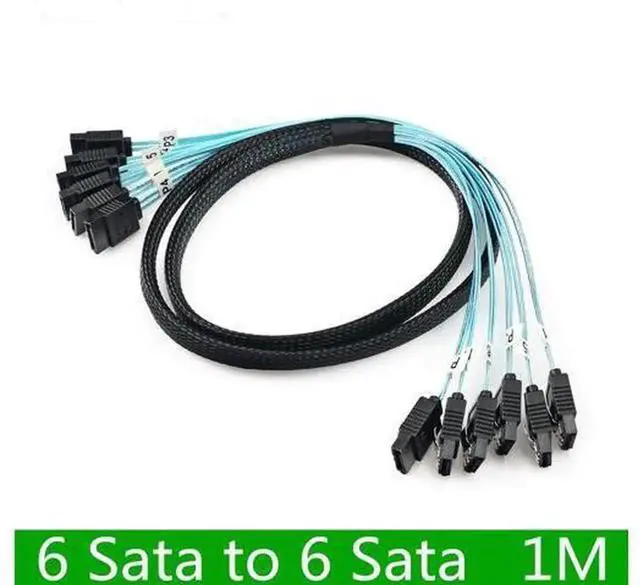 Main image of 6PCS/Set SATA 3 Data Cables, 1M SAS SATA III High Speed 6Gbps Transmission Cord, Internal Hard Drive Cable for Server, NAS, Workstation, BTC Mining Rig, 2.5/3.5 Inch HDD, SSD & Optical Dri