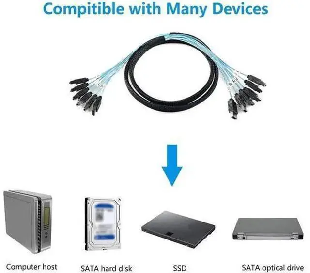 Alt view image 2 of 6 - 6PCS/Set SATA 3 Data Cables, 1M SAS SATA III High Speed 6Gbps Transmission Cord, Internal Hard Drive Cable for Server, NAS, Workstation, BTC Mining Rig, 2.5/3.5 Inch HDD, SSD & Optical Dri