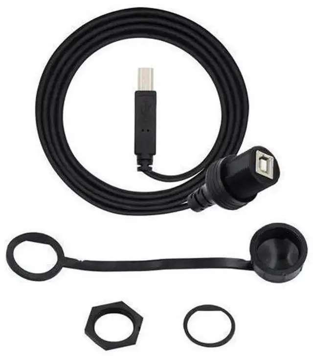 Main image of 1m USB 2.0 B Type Male to Female Extension Cable, 480Mbps Waterproof Dustproof Panel Mount USB Data & Power Cord, Industrial Grade USB-B Extension Wire for Car Equipment, Embedded Devices and Cabinet