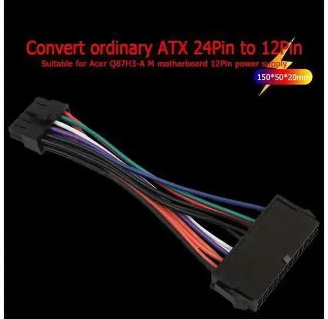 Alt view image 4 of 7 - 15cm ATX 24 Pin to 12 Pin Motherboard Power Conversion Cable, Mainboard PSU Adapter Cord Compatible with Q87H3-AM Mainboard Desktop PC Hardware Upgrade