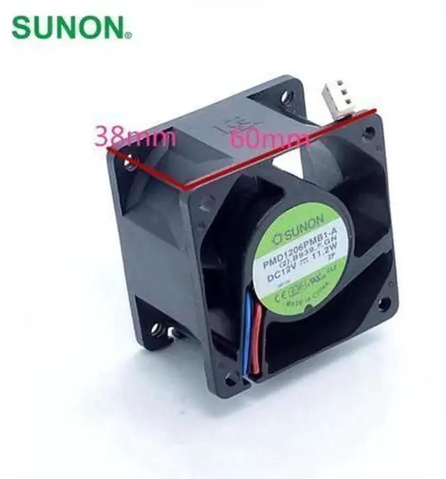 Main image of SUNON PMD1206PMB1-A Square Cooling Fan, DC12V 11.2W 60x60x38mm 6038 High Static Pressure Axial Fan, Replacement Cooling Fan for Server, Industrial Power Supply & Communication Equipment
