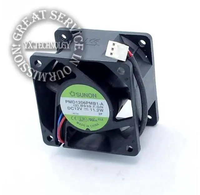Alt view image 2 of 3 - SUNON PMD1206PMB1-A Square Cooling Fan, DC12V 11.2W 60x60x38mm 6038 High Static Pressure Axial Fan, Replacement Cooling Fan for Server, Industrial Power Supply & Communication Equipment