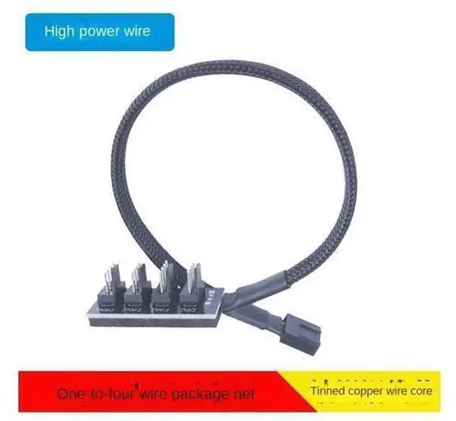 Main image of 4-Pin PWM Fan Hub Splitter Adapter, 1 to 4 Way CPU Cooling Fan Power Cable, Desktop Computer Case Cooler Fan Splitter for Motherboard PWM Fan Header Expansion