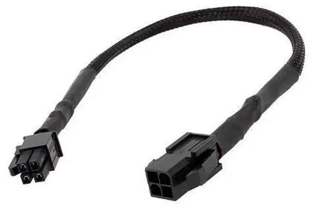 Main image of Black Sleeved ATX 4 Pin P4 Male to P4 Female CPU Power Extension Cable, ATX P4 CPU Power Cord Extender for Desktop Computer Motherboard CPU Power Supply Connection